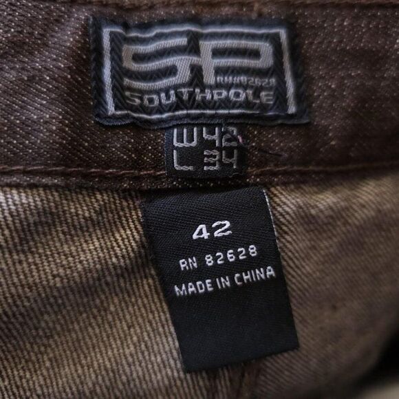 Vintage Southpole Jeans Mens Size 42x32 Brown Y2K Wide Leg Baggy Skater - Picture 6 of 7